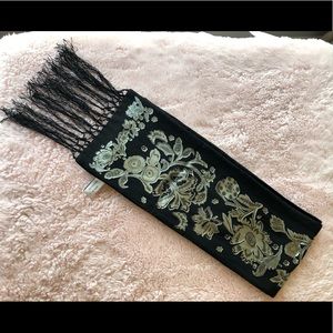 Black and silver velvet scarf
